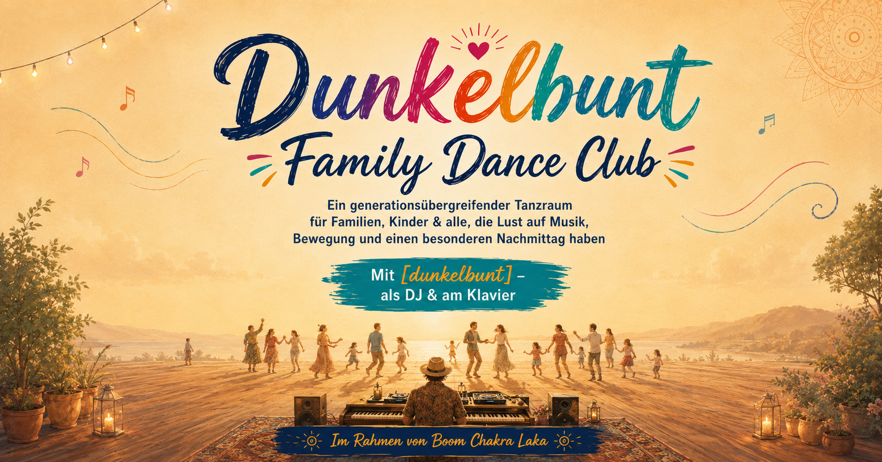 Dunkelbunt's Family Dance Circle im NordbahnSaal in Wien bei Boom Chakra Laka der Ecstatic Dance Family Editon in Wien